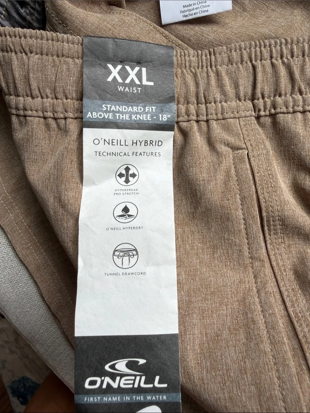 O'Neill Tan Drawstring Hybrid Swim Shorts